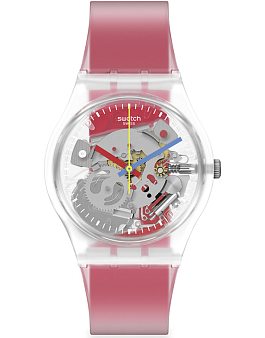 Swatch CLEARLY RED STRIPED GE292